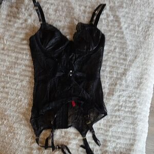 Black Lace Bustier with Straps